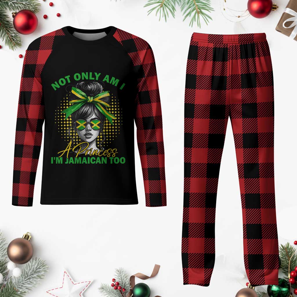 Jamaican Girl Plaid Pajama Set Messy Bun Not Only Am I A Princess Im Jamaican Too - Wonder Print Shop