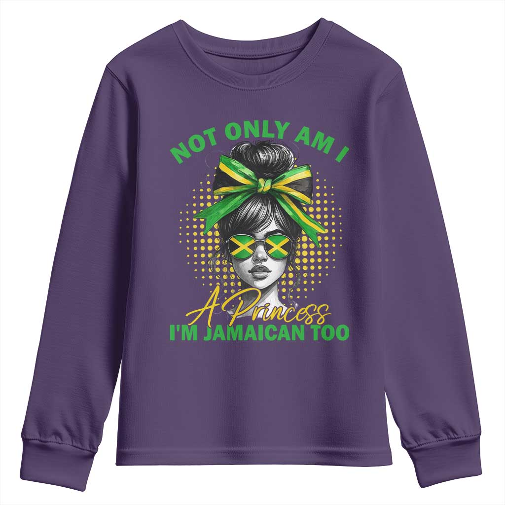 Jamaican Girl Youth Sweatshirt Messy Bun Not Only Am I A Princess Im Jamaican Too - Wonder Print Shop