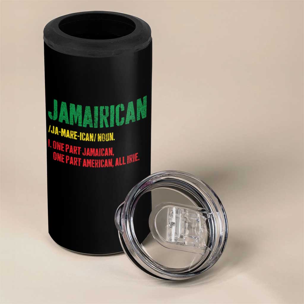 Funny Jamaican American 4 in 1 Can Cooler Tumbler Retro Jamairican Roots - Wonder Print Shop