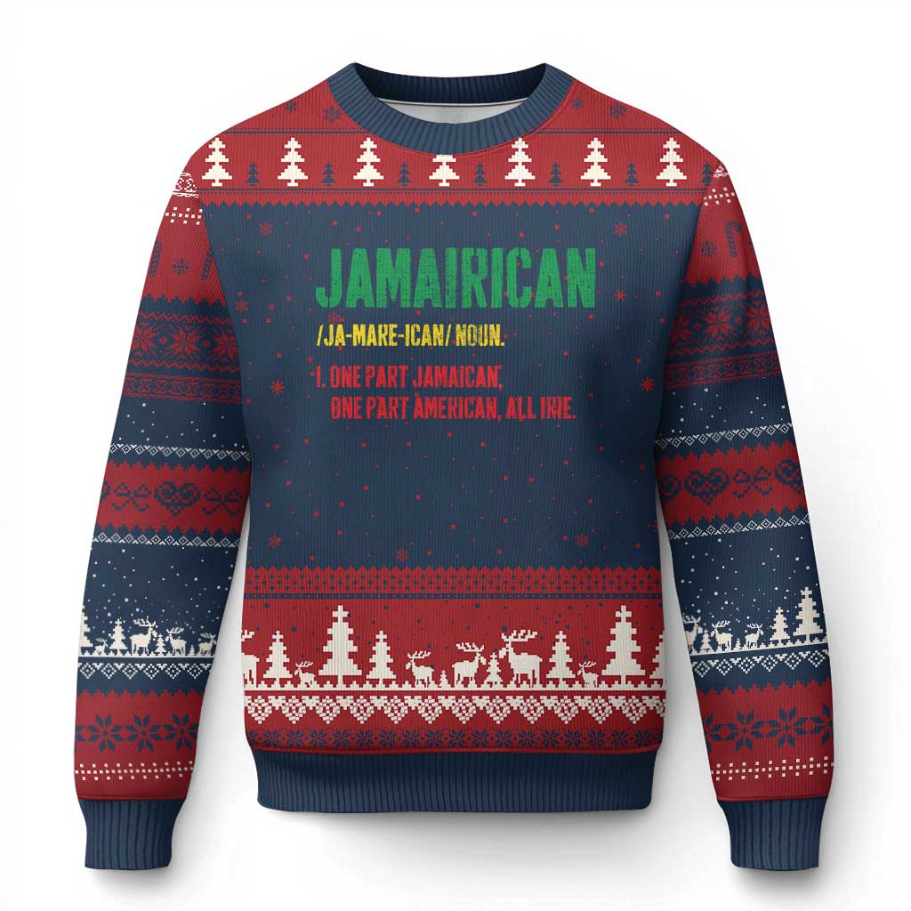 Funny Jamaican American Ugly Christmas Sweater Retro Jamairican Roots - Wonder Print Shop