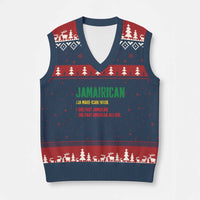Funny Jamaican American V-Neck Knit Sweater Vest Retro Jamairican Roots - Wonder Print Shop
