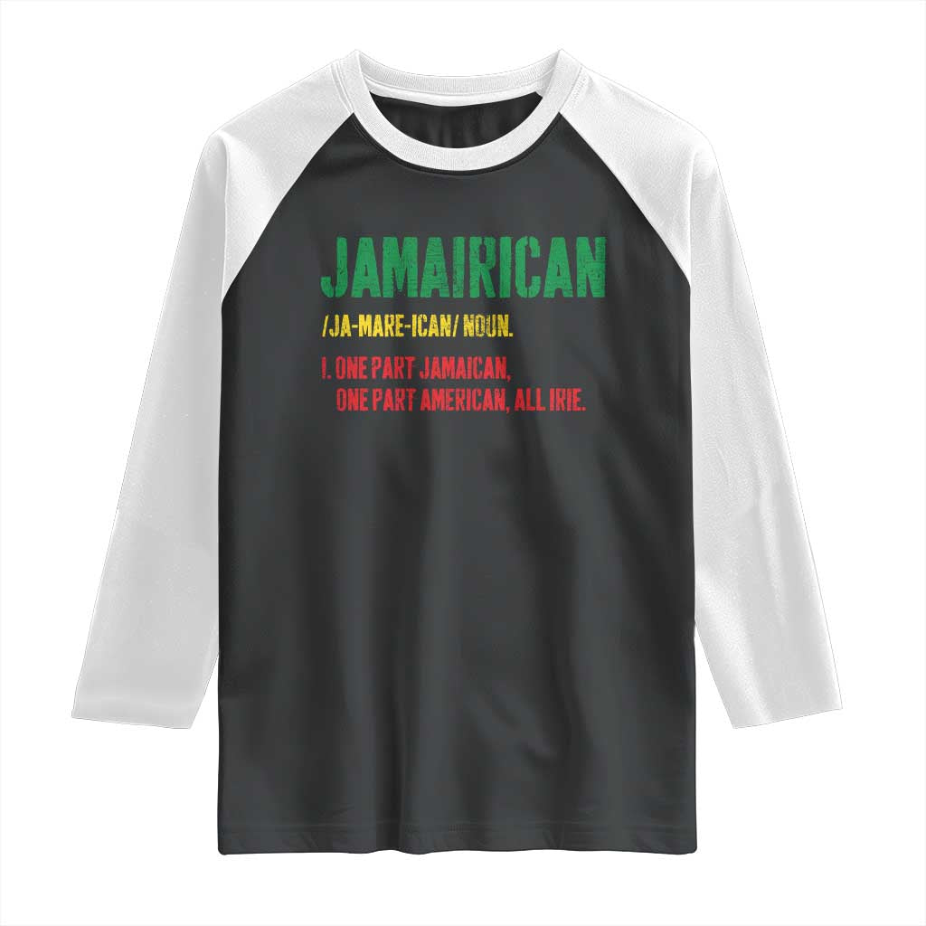 Funny Jamaican American Raglan Shirt Retro Jamairican Roots - Wonder Print Shop