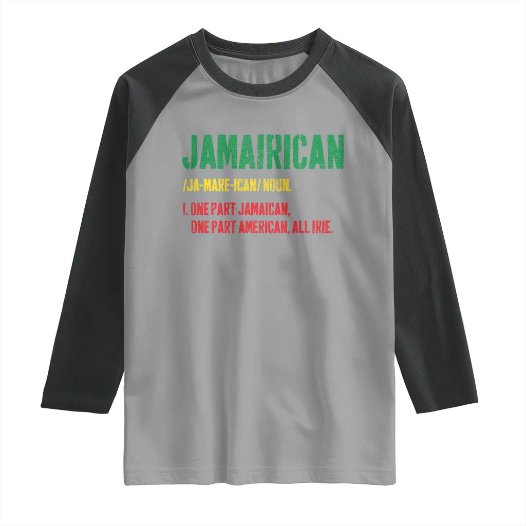 Funny Jamaican American Raglan Shirt Retro Jamairican Roots - Wonder Print Shop