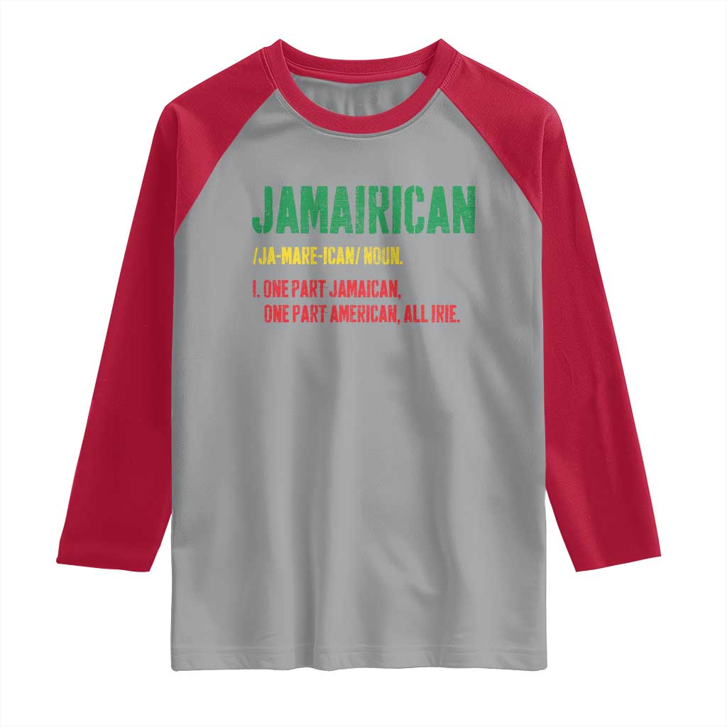 Funny Jamaican American Raglan Shirt Retro Jamairican Roots - Wonder Print Shop