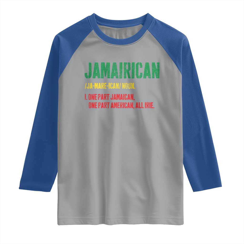 Funny Jamaican American Raglan Shirt Retro Jamairican Roots - Wonder Print Shop