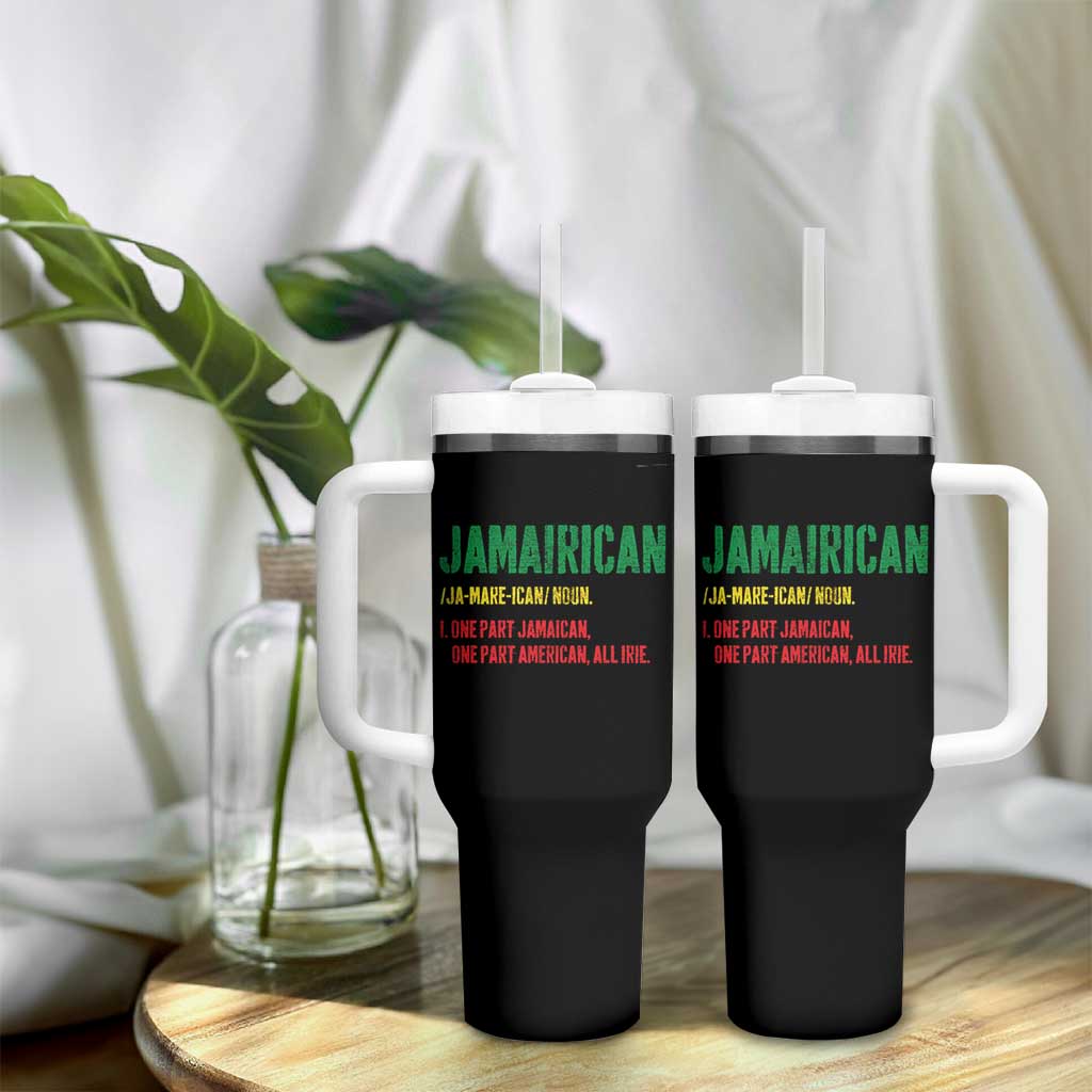 Funny Jamaican American Tumbler With Handle Retro Jamairican Roots - Wonder Print Shop