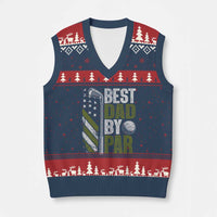 Best Dad By Par V-Neck Knit Sweater Vest Dad Golf Fathers Day Gift American Flag