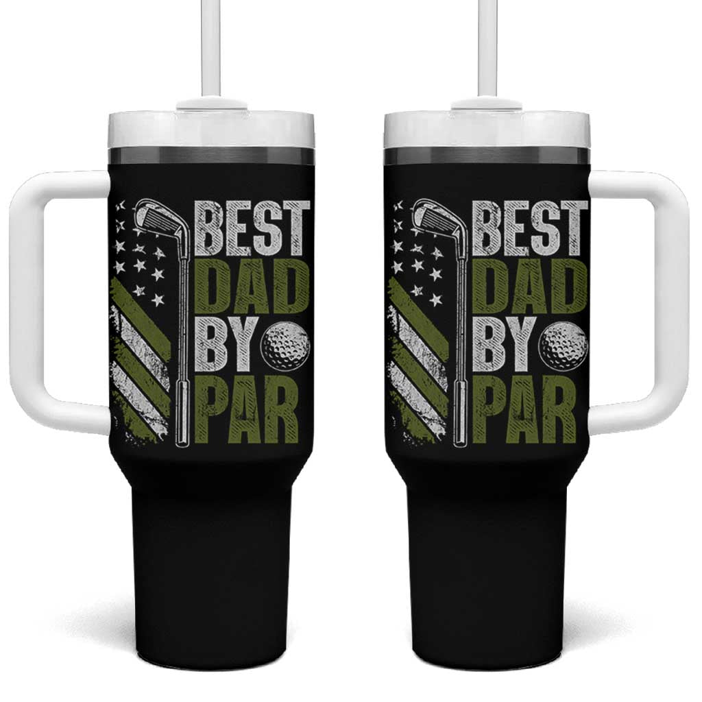 Best Dad By Par Tumbler With Handle Dad Golf Fathers Day Gift American Flag