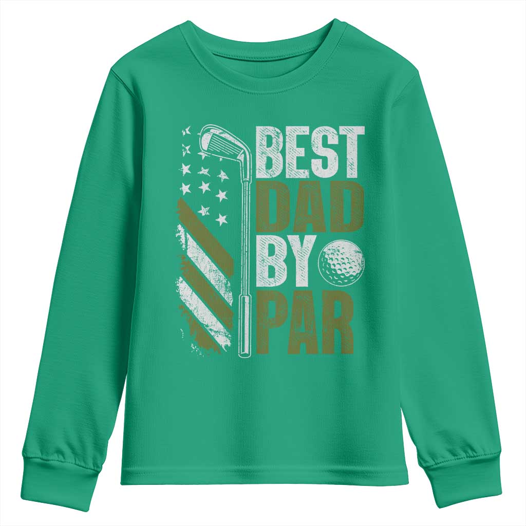 Best Dad By Par Youth Sweatshirt Dad Golf Fathers Day Gift American Flag