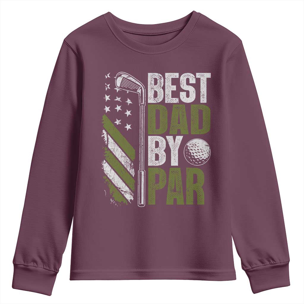 Best Dad By Par Youth Sweatshirt Dad Golf Fathers Day Gift American Flag