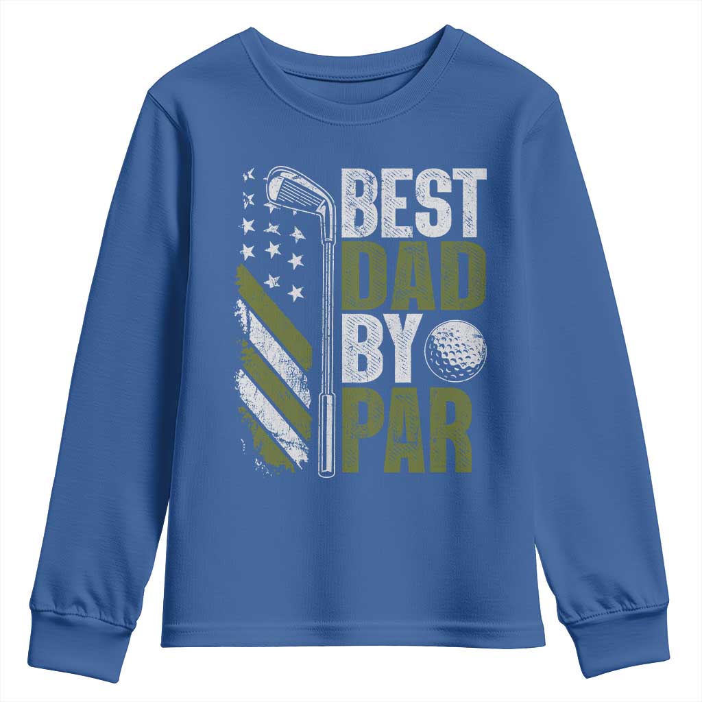 Best Dad By Par Youth Sweatshirt Dad Golf Fathers Day Gift American Flag