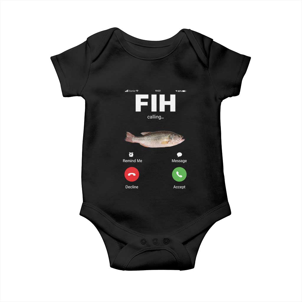 Fih Calling Remind me Message Decline Accept Baby Onesie Phone Call Fish - Wonder Print Shop