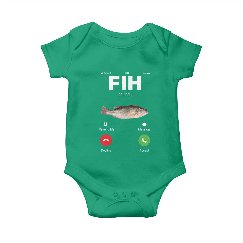 Fih Calling Remind me Message Decline Accept Baby Onesie Phone Call Fish - Wonder Print Shop