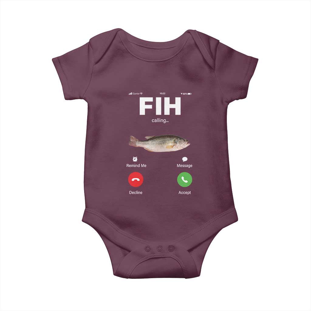 Fih Calling Remind me Message Decline Accept Baby Onesie Phone Call Fish - Wonder Print Shop