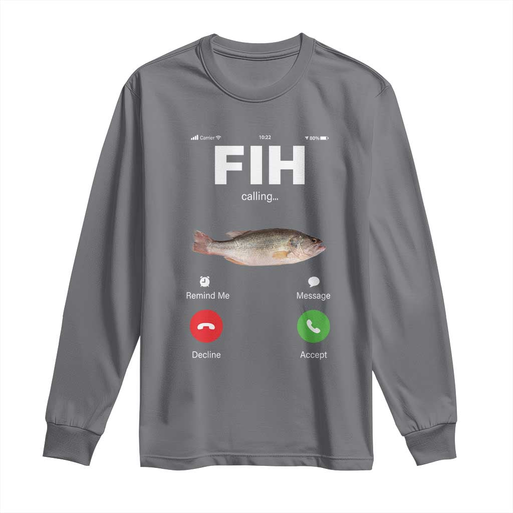 Fih Calling Remind me Message Decline Accept Long Sleeve Shirt Phone Call Fish - Wonder Print Shop