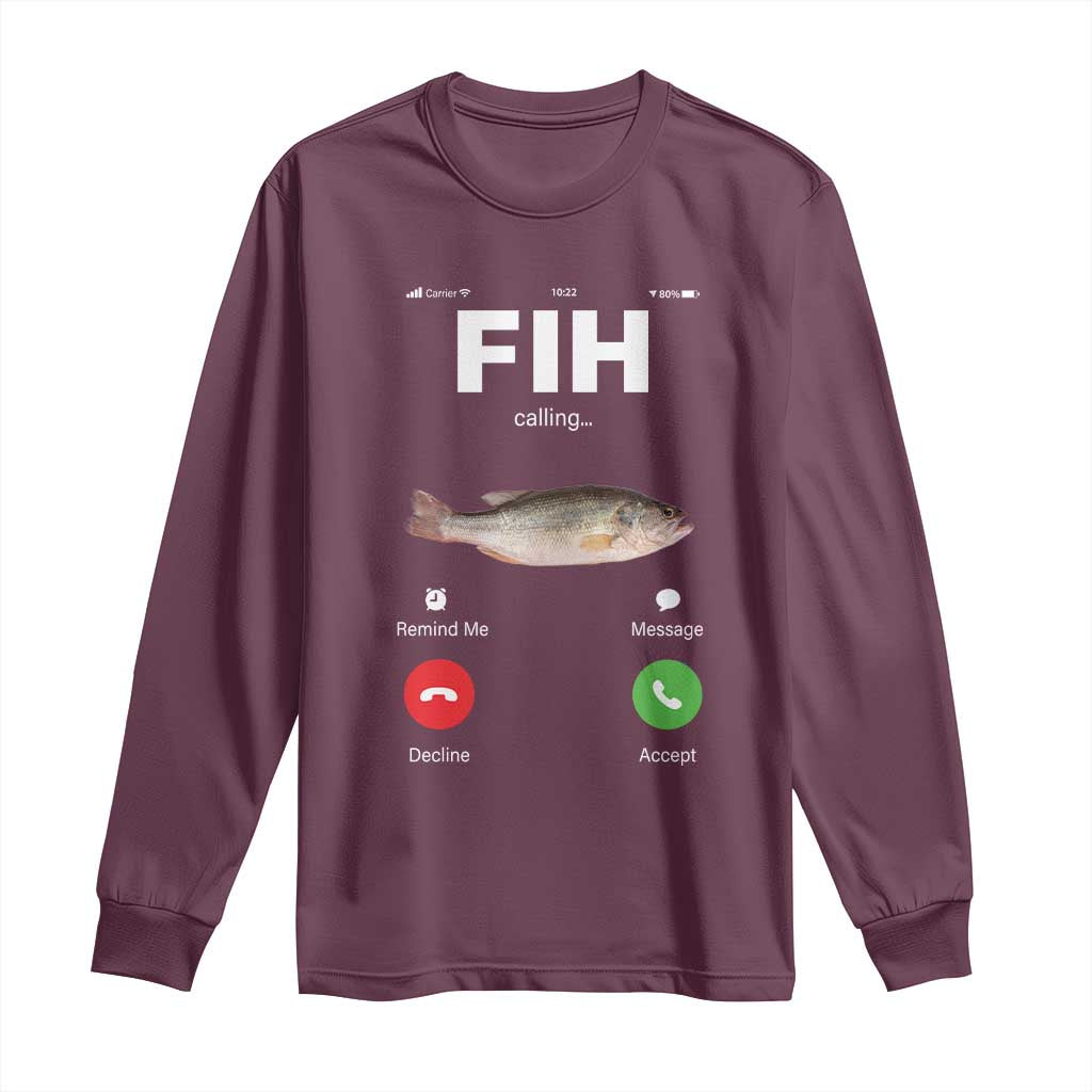 Fih Calling Remind me Message Decline Accept Long Sleeve Shirt Phone Call Fish - Wonder Print Shop