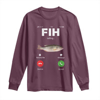 Fih Calling Remind me Message Decline Accept Long Sleeve Shirt Phone Call Fish - Wonder Print Shop