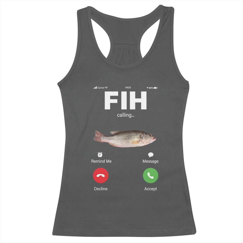 Fih Calling Remind me Message Decline Accept Racerback Tank Top Phone Call Fish - Wonder Print Shop
