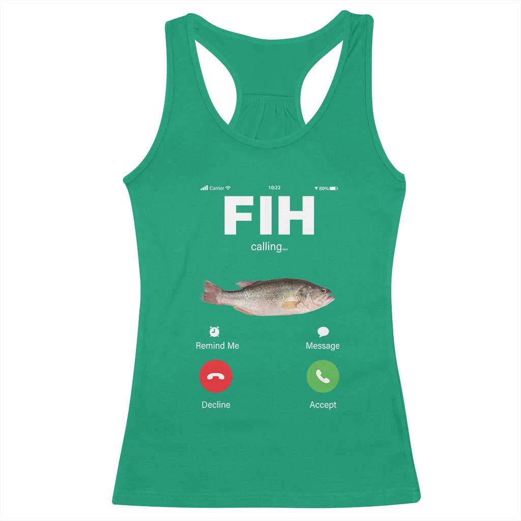 Fih Calling Remind me Message Decline Accept Racerback Tank Top Phone Call Fish - Wonder Print Shop