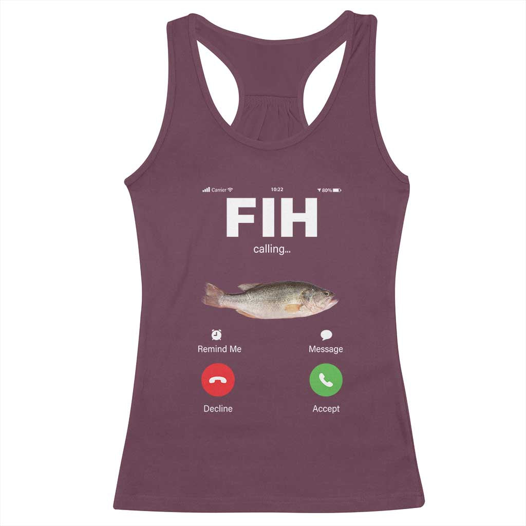 Fih Calling Remind me Message Decline Accept Racerback Tank Top Phone Call Fish - Wonder Print Shop