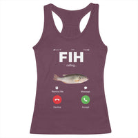 Fih Calling Remind me Message Decline Accept Racerback Tank Top Phone Call Fish - Wonder Print Shop