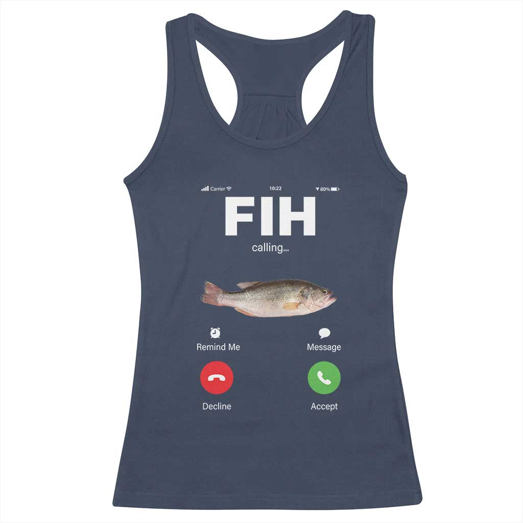 Fih Calling Remind me Message Decline Accept Racerback Tank Top Phone Call Fish - Wonder Print Shop