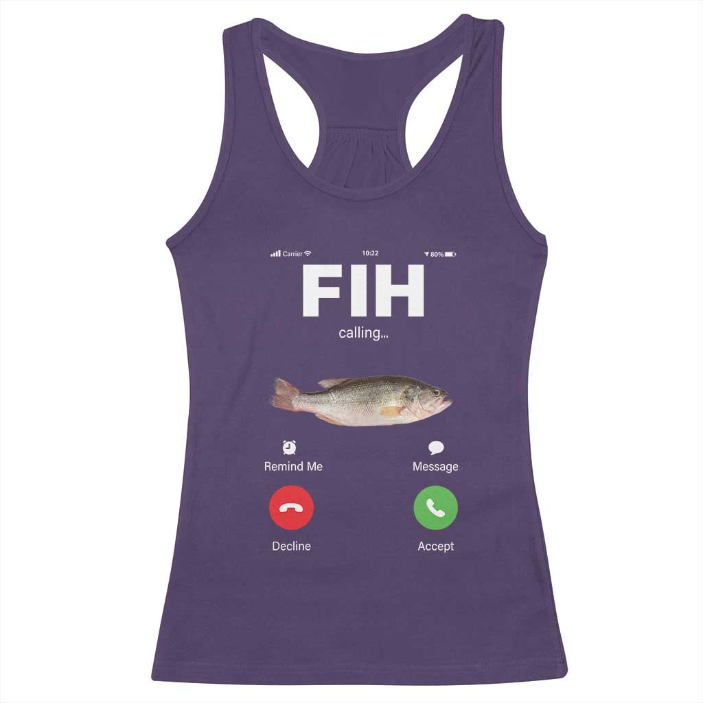 Fih Calling Remind me Message Decline Accept Racerback Tank Top Phone Call Fish - Wonder Print Shop