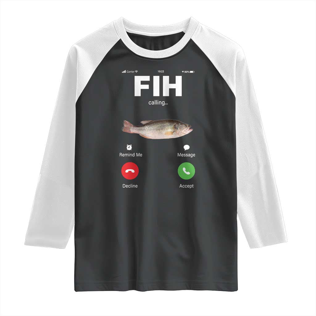 Fih Calling Remind me Message Decline Accept Raglan Shirt Phone Call Fish - Wonder Print Shop