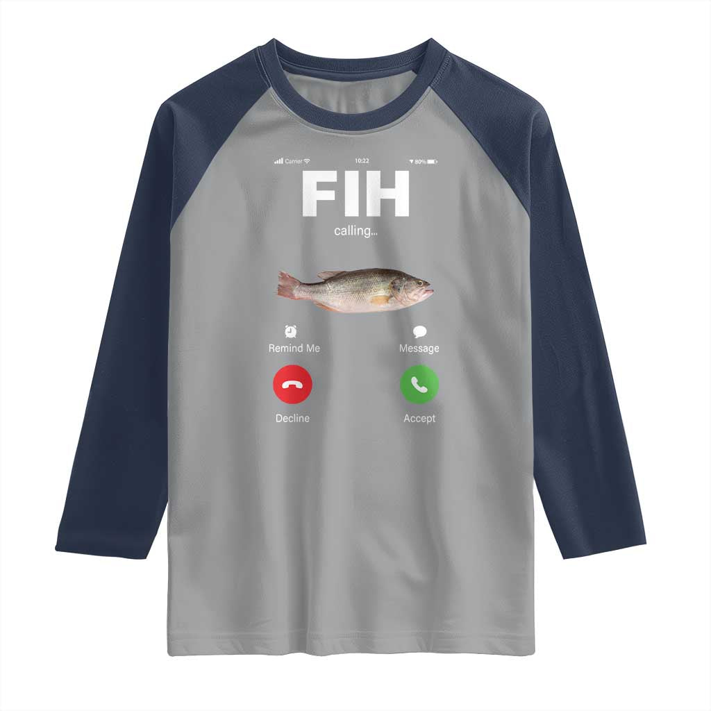 Fih Calling Remind me Message Decline Accept Raglan Shirt Phone Call Fish - Wonder Print Shop