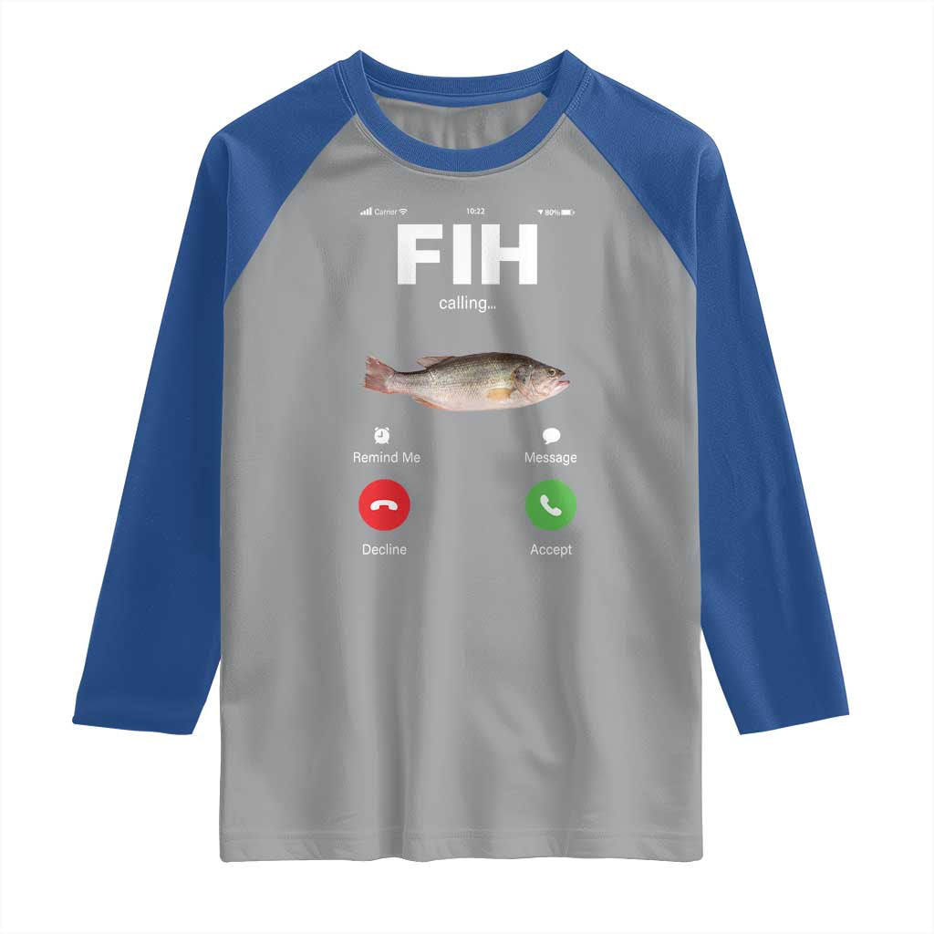 Fih Calling Remind me Message Decline Accept Raglan Shirt Phone Call Fish - Wonder Print Shop