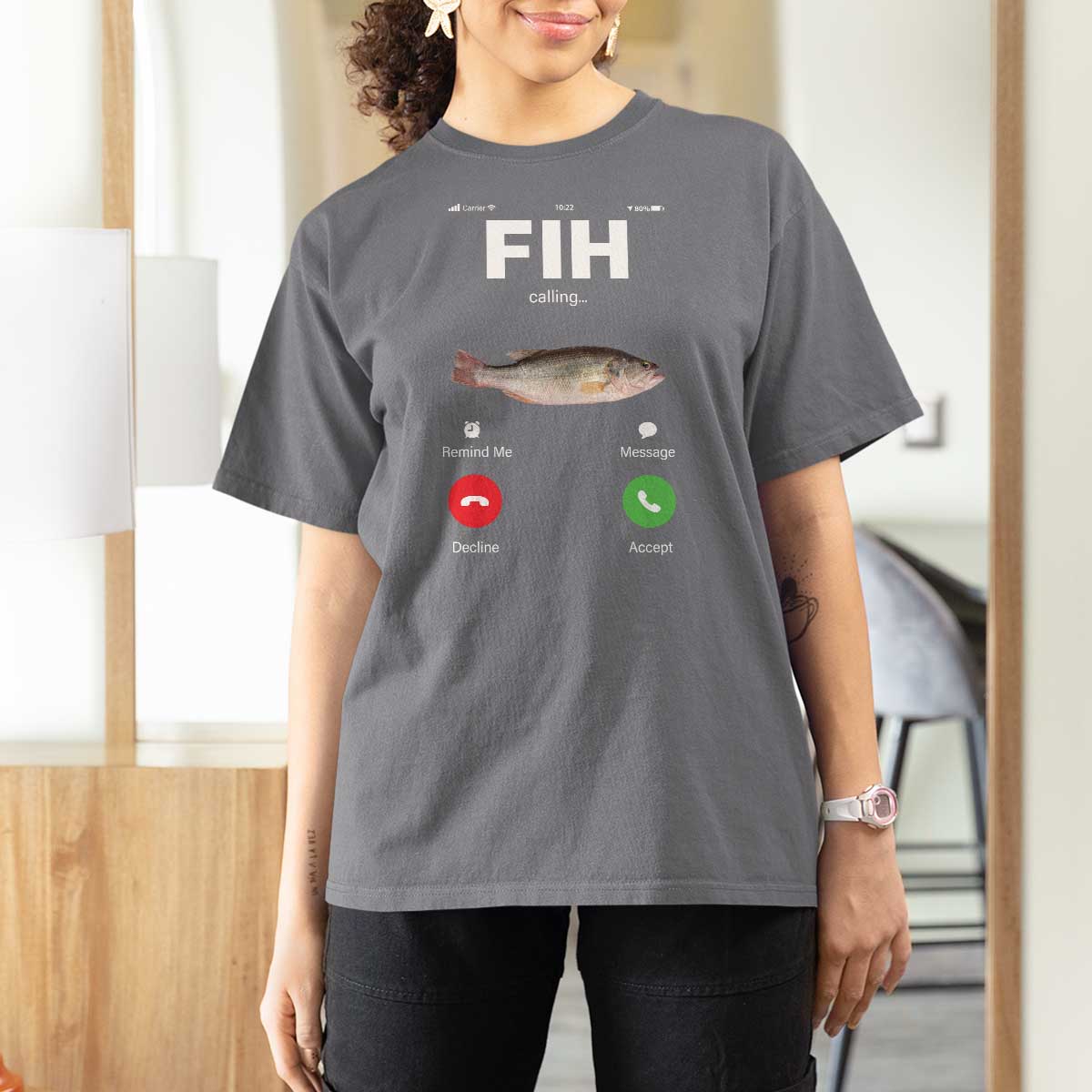 Fih Calling Remind me Message Decline Accept T Shirt For Women Phone Call Fish - Wonder Print Shop