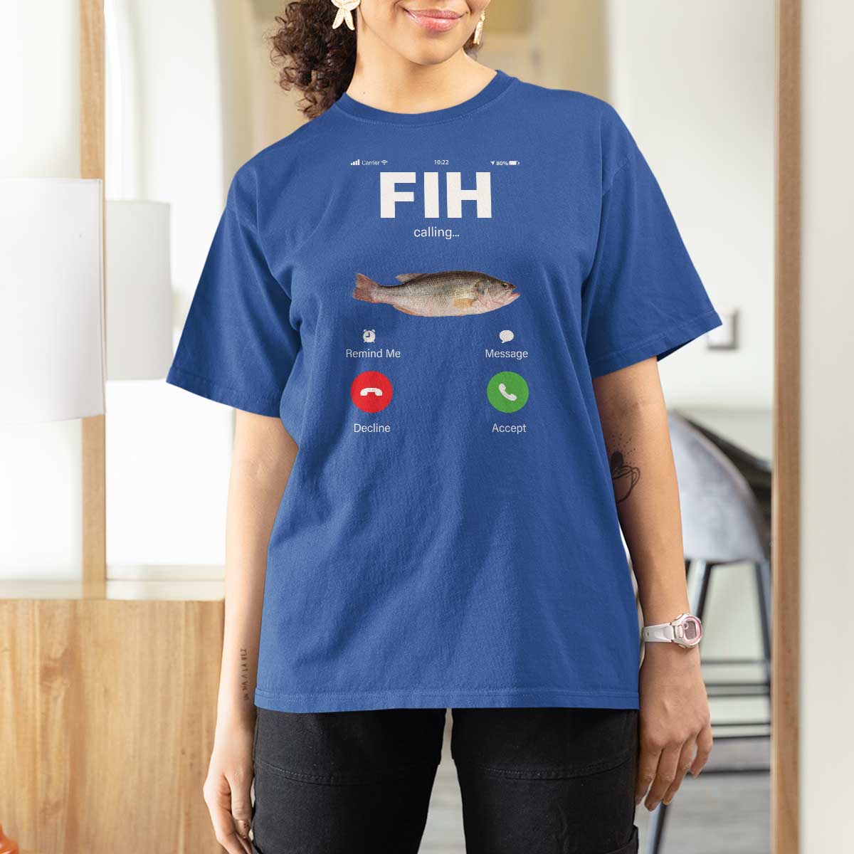 Fih Calling Remind me Message Decline Accept T Shirt For Women Phone Call Fish - Wonder Print Shop