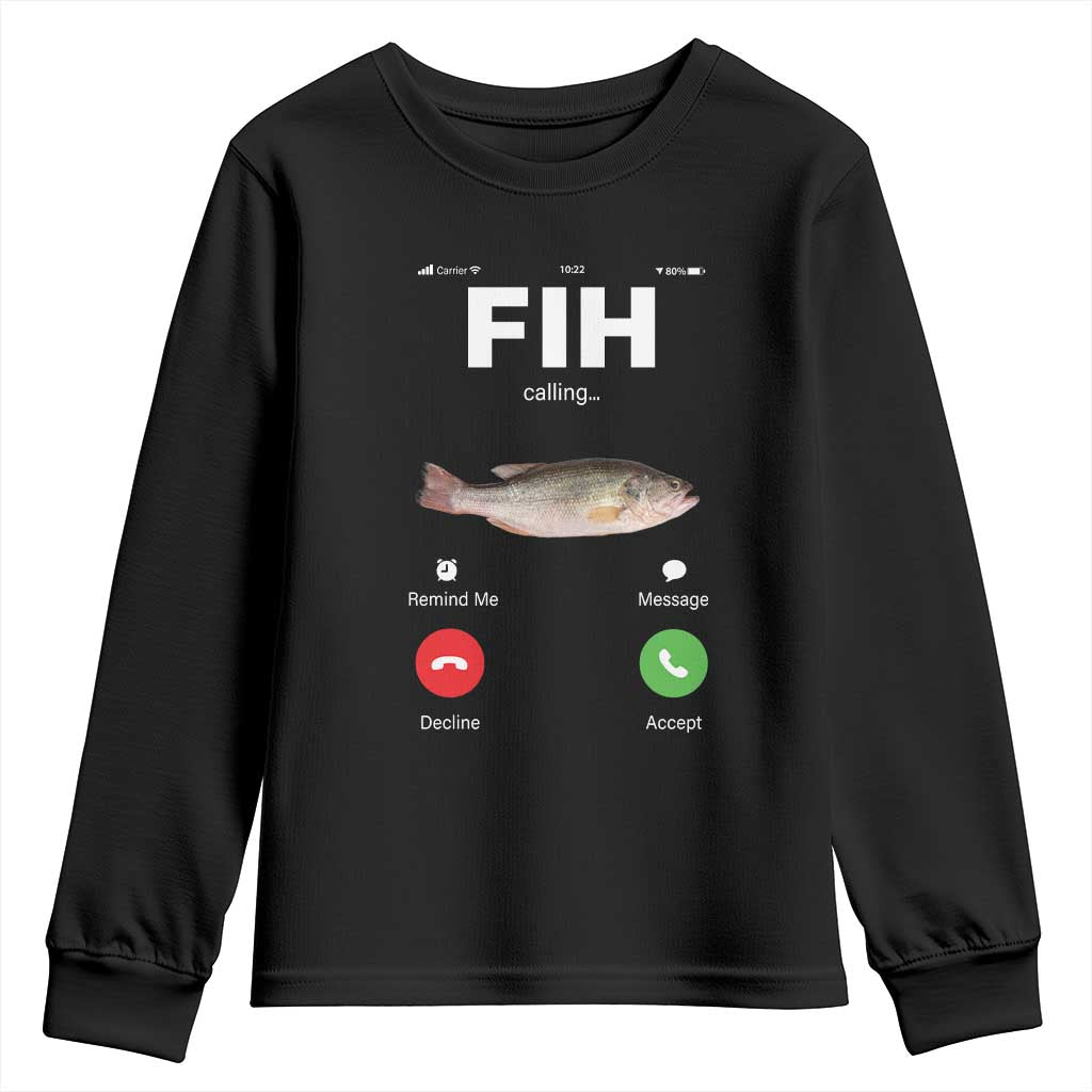 Fih Calling Remind me Message Decline Accept Youth Sweatshirt Phone Call Fish - Wonder Print Shop