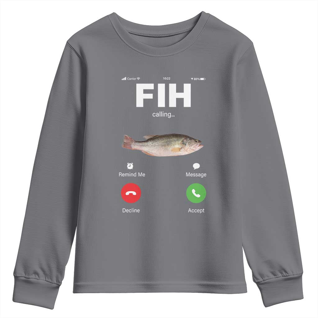 Fih Calling Remind me Message Decline Accept Youth Sweatshirt Phone Call Fish - Wonder Print Shop