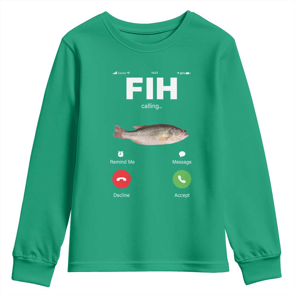 Fih Calling Remind me Message Decline Accept Youth Sweatshirt Phone Call Fish - Wonder Print Shop