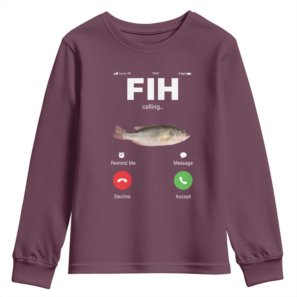 Fih Calling Remind me Message Decline Accept Youth Sweatshirt Phone Call Fish - Wonder Print Shop