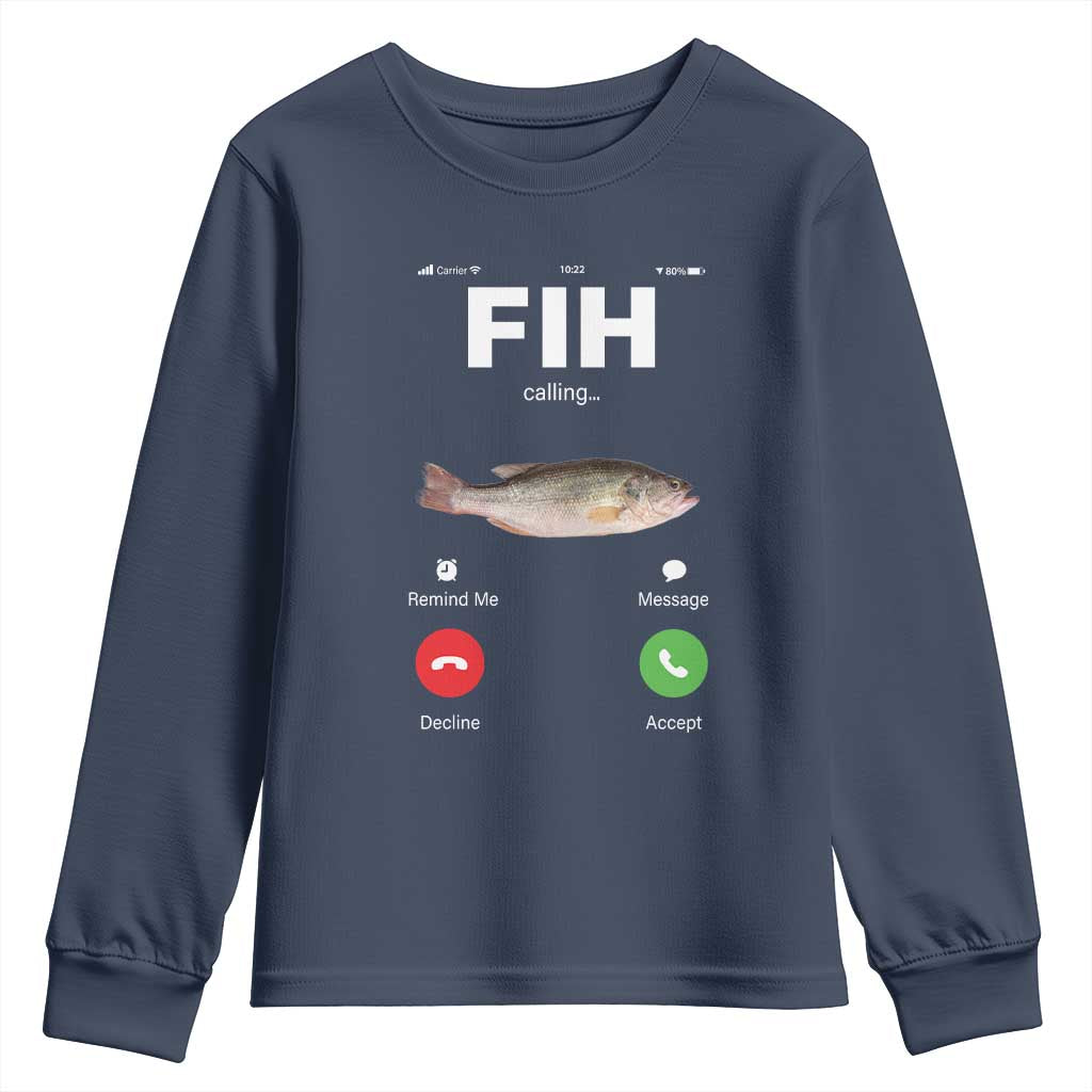 Fih Calling Remind me Message Decline Accept Youth Sweatshirt Phone Call Fish - Wonder Print Shop