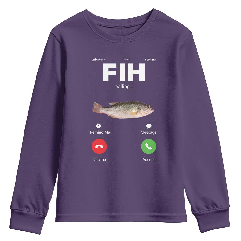 Fih Calling Remind me Message Decline Accept Youth Sweatshirt Phone Call Fish - Wonder Print Shop