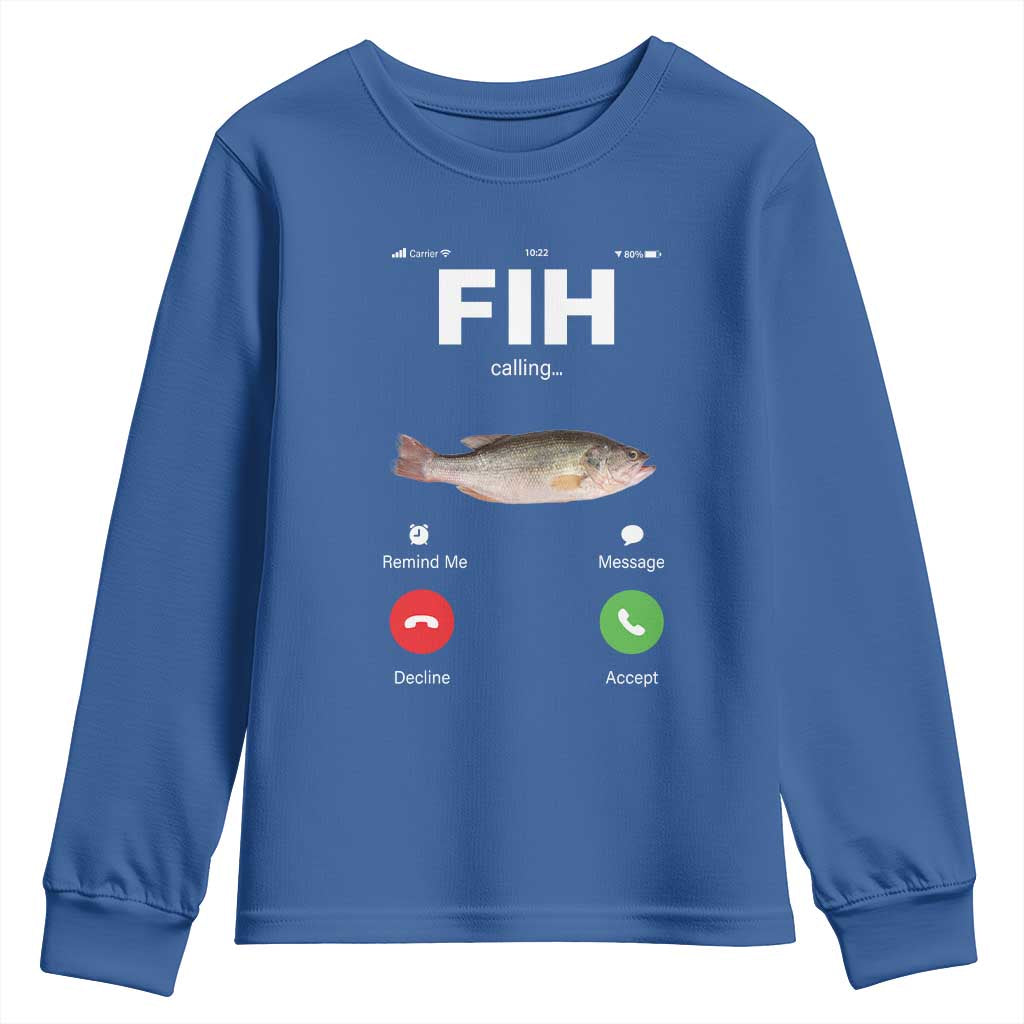 Fih Calling Remind me Message Decline Accept Youth Sweatshirt Phone Call Fish - Wonder Print Shop