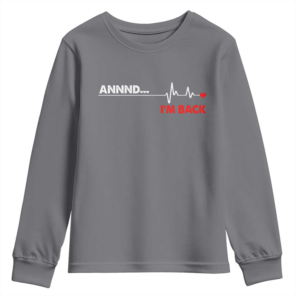 Cool Heart Surgery Survivor Youth Sweatshirt Coronary Bypass Artery Open Heart Diseases Surgery Heartbeat - Wonder Print Shop