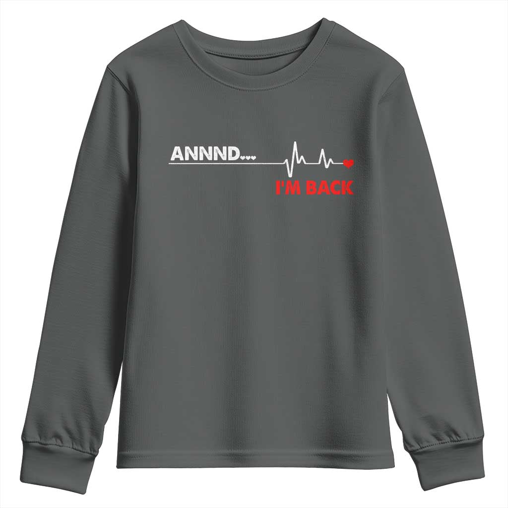 Cool Heart Surgery Survivor Youth Sweatshirt Coronary Bypass Artery Open Heart Diseases Surgery Heartbeat - Wonder Print Shop