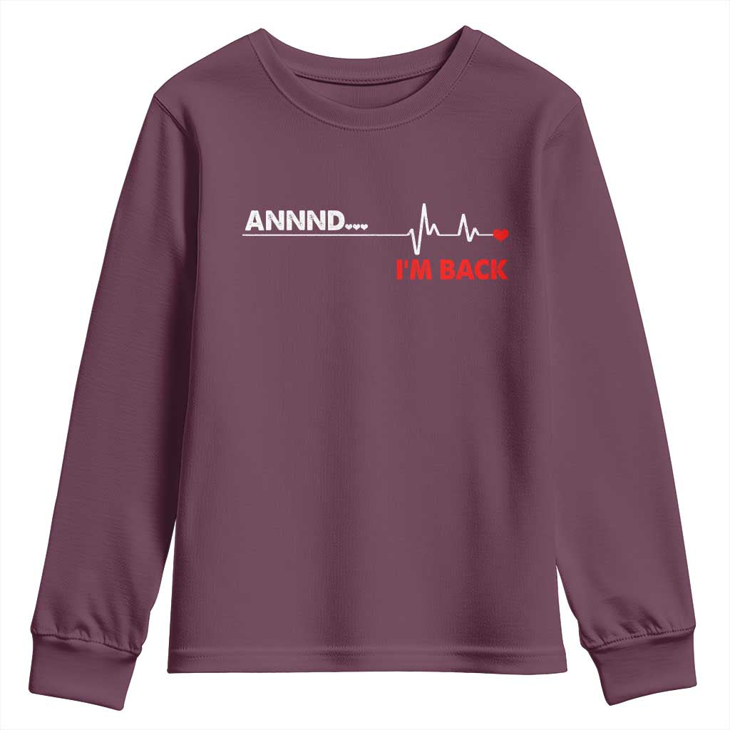 Cool Heart Surgery Survivor Youth Sweatshirt Coronary Bypass Artery Open Heart Diseases Surgery Heartbeat - Wonder Print Shop