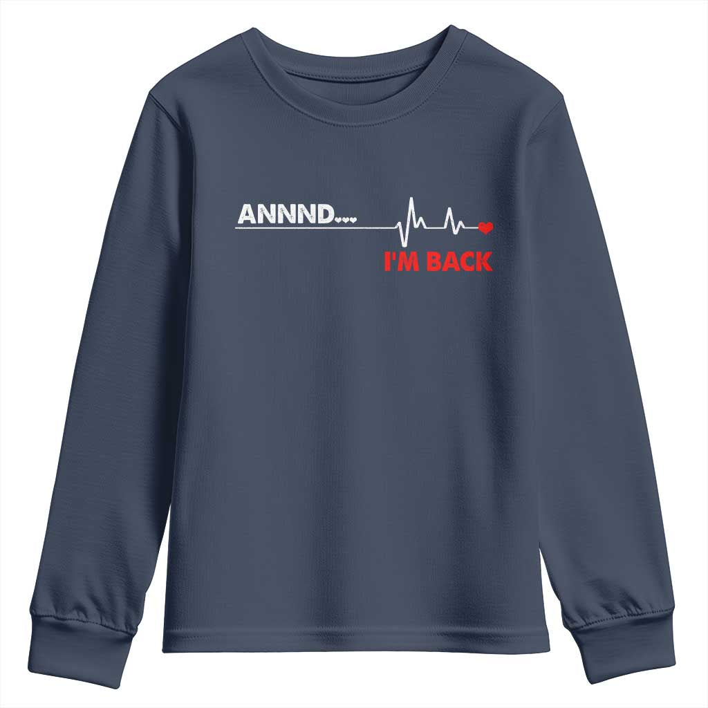 Cool Heart Surgery Survivor Youth Sweatshirt Coronary Bypass Artery Open Heart Diseases Surgery Heartbeat - Wonder Print Shop