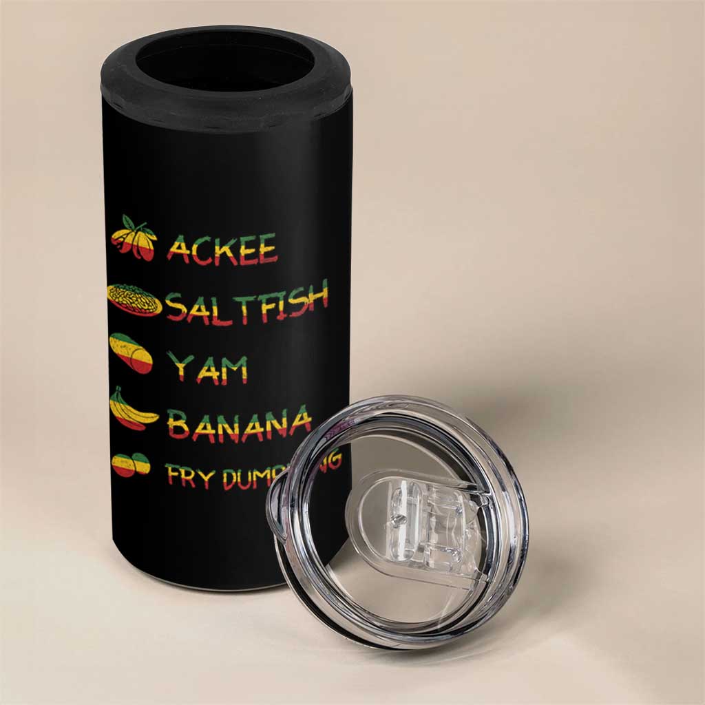 Jamaican National Dish 4 in 1 Can Cooler Tumbler Ackee Saltfish Yardie Jamaican Culture Pride Apparel - Wonder Print Shop