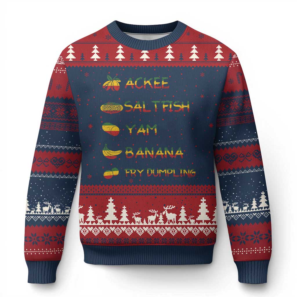 Jamaican National Dish Ugly Christmas Sweater Ackee Saltfish Yardie Jamaican Culture Pride Apparel - Wonder Print Shop
