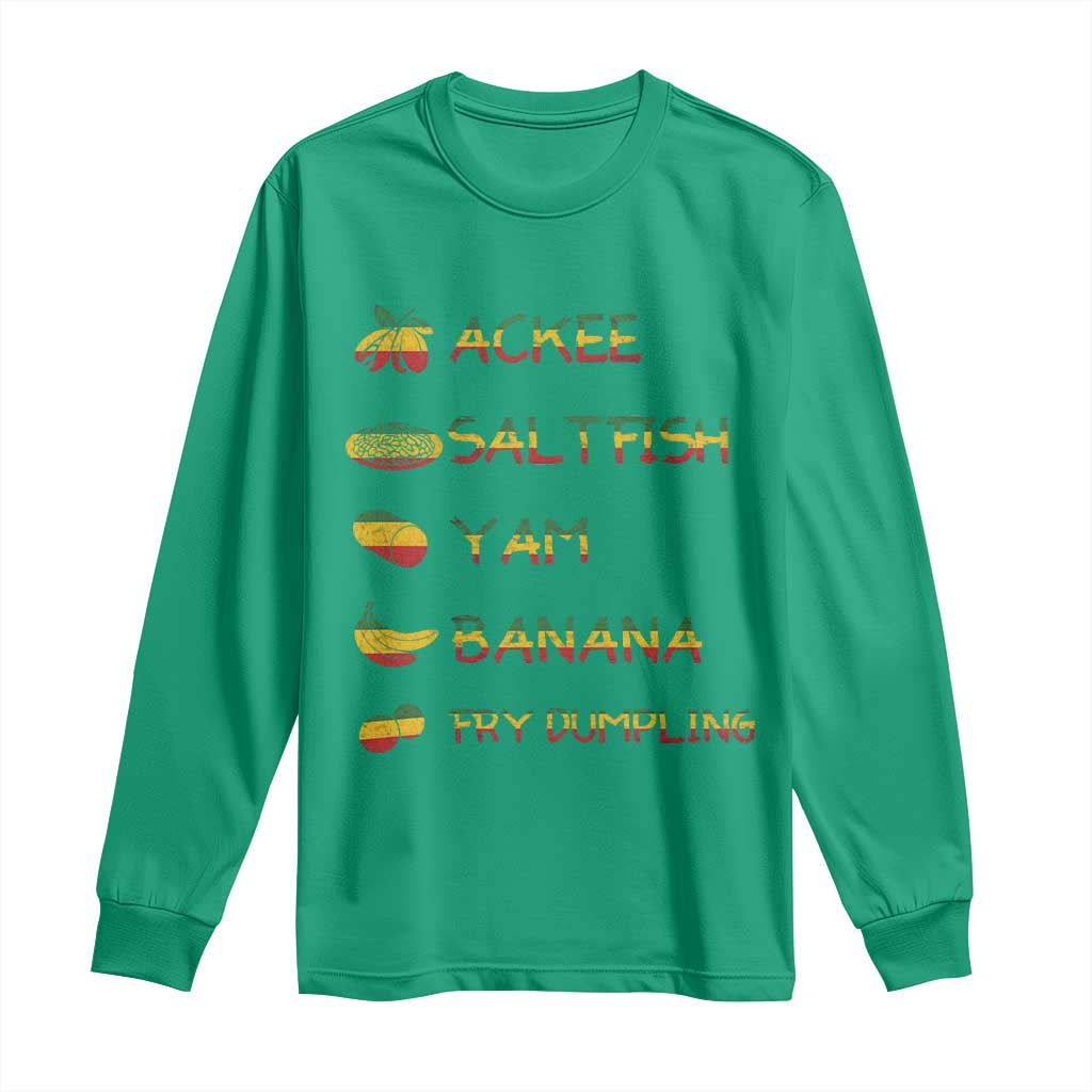 Jamaican National Dish Long Sleeve Shirt Ackee Saltfish Yardie Jamaican Culture Pride Apparel - Wonder Print Shop