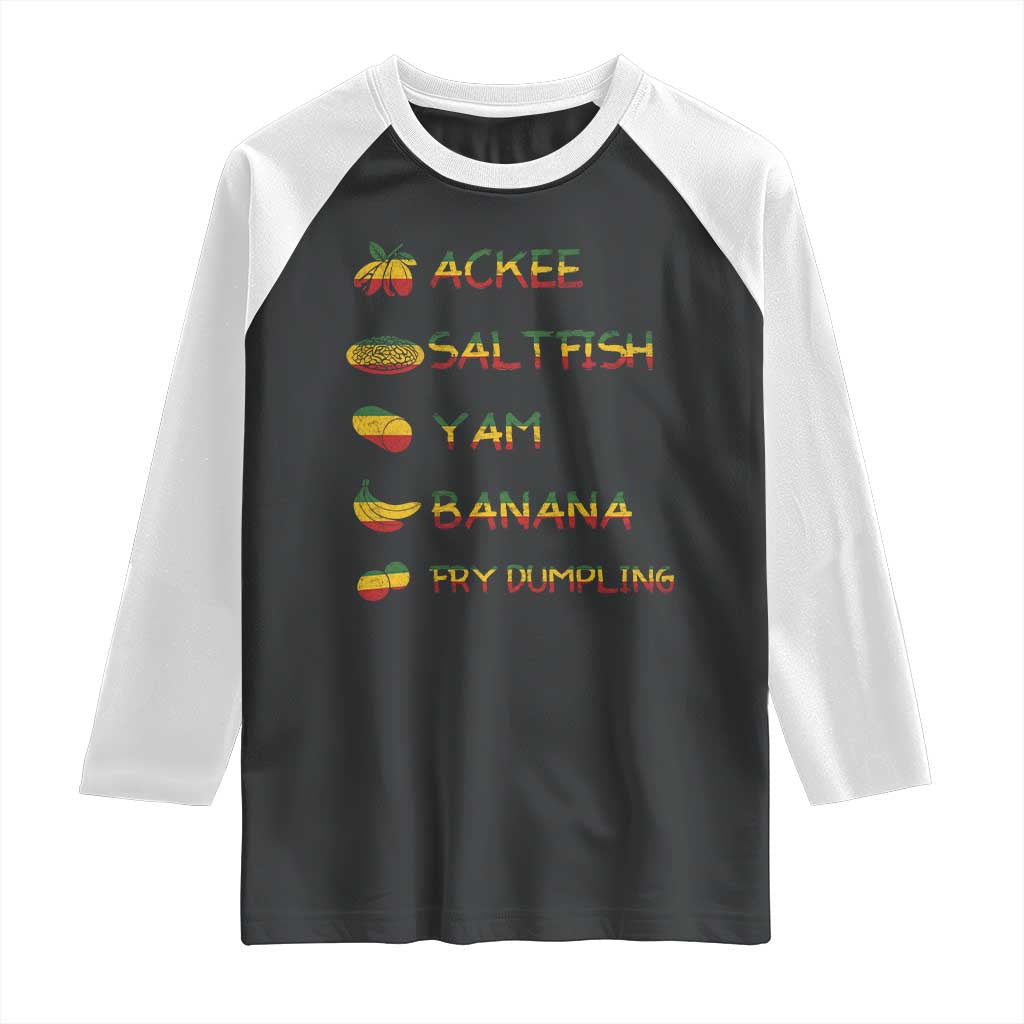 Jamaican National Dish Raglan Shirt Ackee Saltfish Yardie Jamaican Culture Pride Apparel - Wonder Print Shop