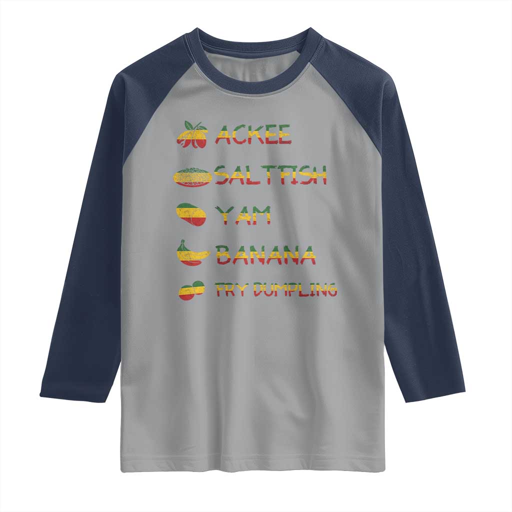 Jamaican National Dish Raglan Shirt Ackee Saltfish Yardie Jamaican Culture Pride Apparel - Wonder Print Shop