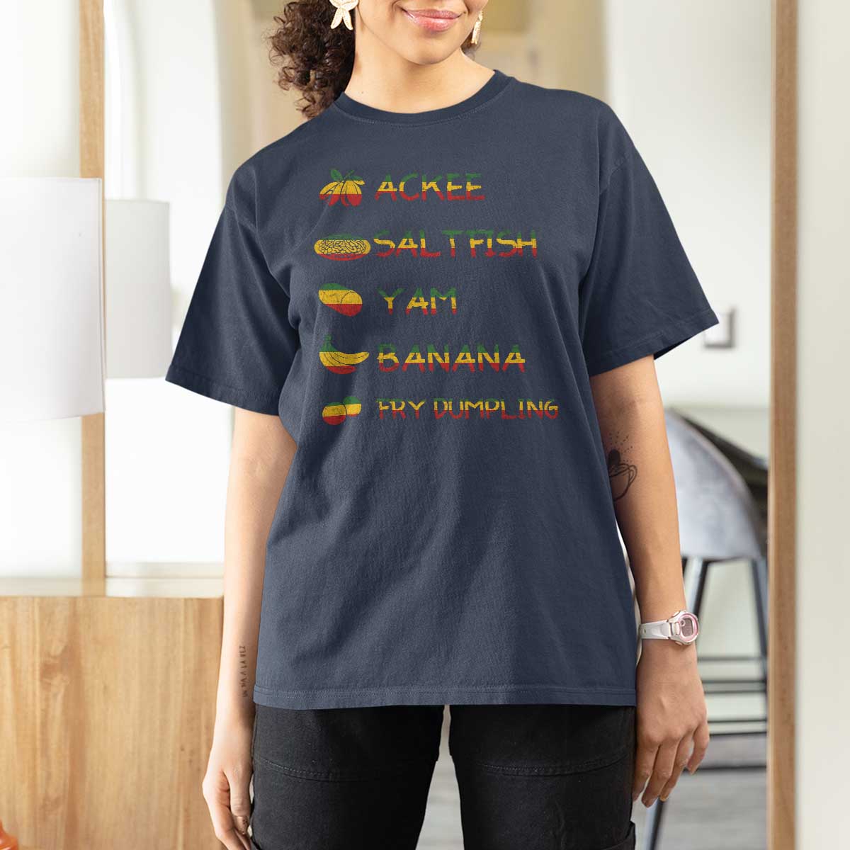 Jamaican National Dish T Shirt For Women Ackee Saltfish Yardie Jamaican Culture Pride Apparel - Wonder Print Shop