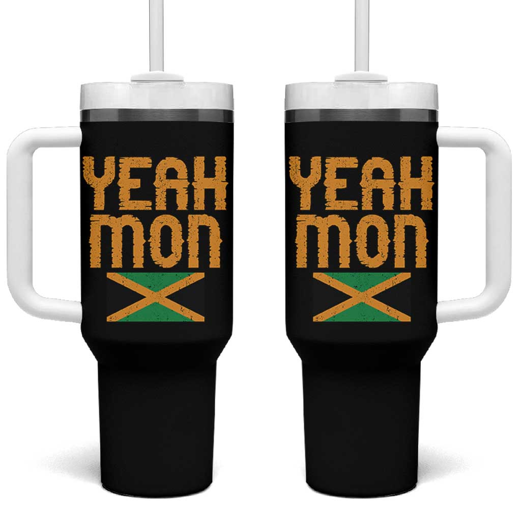 Yeah Mon Jamaican Pride Tumbler With Handle Jamaican Vacation Jamaica Reggae Roots - Wonder Print Shop
